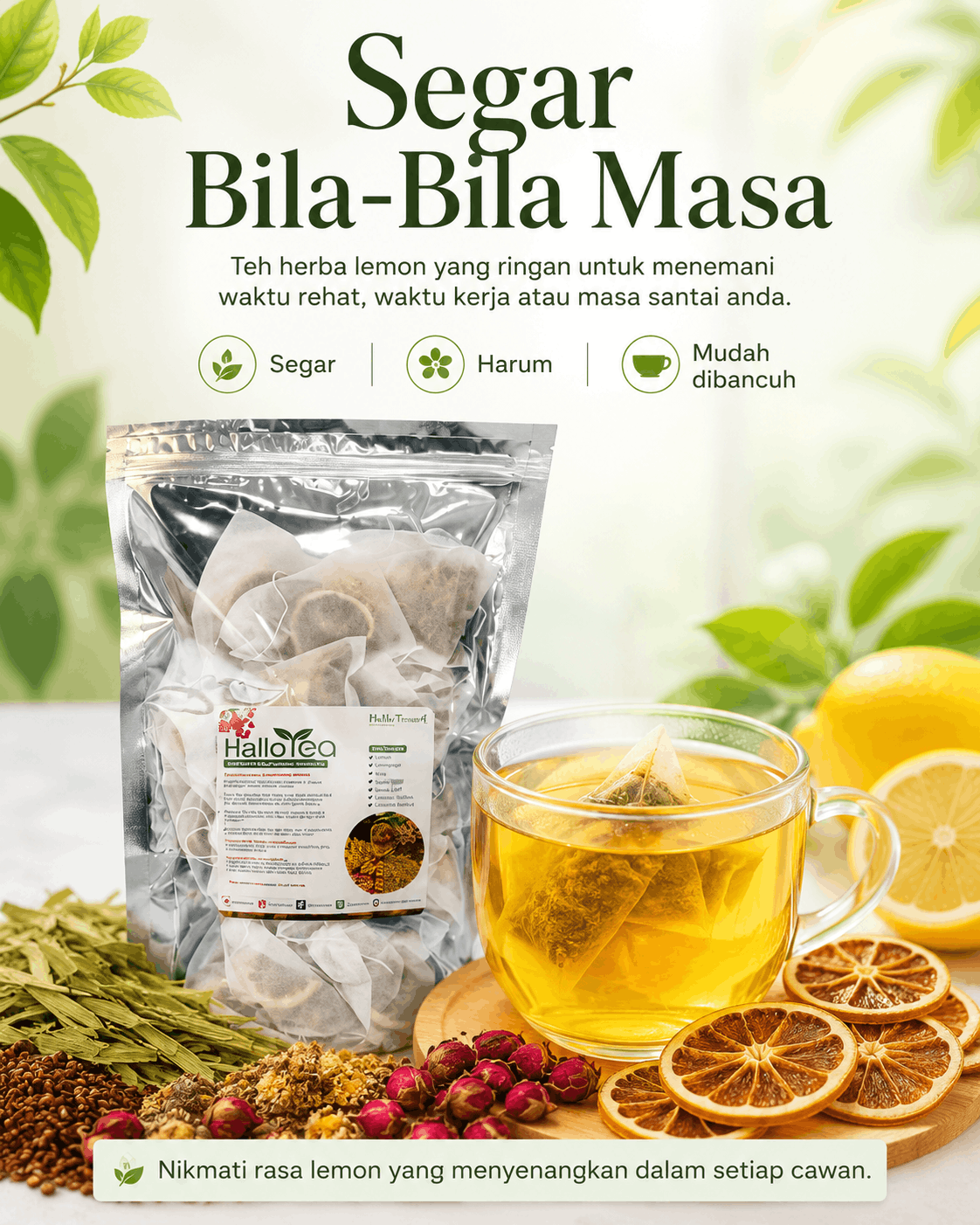 Hallo Dried Herbs Natural Lemon Tea angle 3